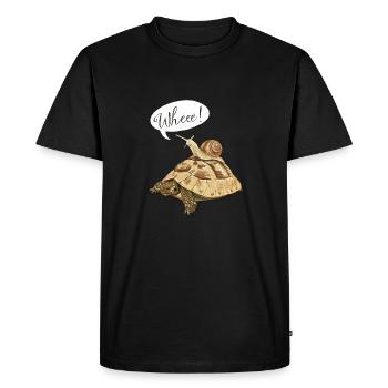 Joyride avec tortue et escargot (anglais) - T-shirt Premium bio Homme - noir - Devant - Nico (187cm)