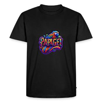 Perroquet, un animal aux couleurs vives, oiseau tropical - T-shirt Premium bio Homme - noir - Devant - Nico (187cm)