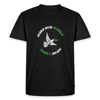 Rendez notre monde à nouveau pieux ! Colombe de la paix mondiale - T-shirt Premium bio Homme - noir - Devant - Nico (187cm)