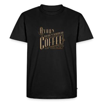 A yawn is a quiet cry for coffee - Men's Premium Organic T-Shirt - black - Front - Nico (187cm)