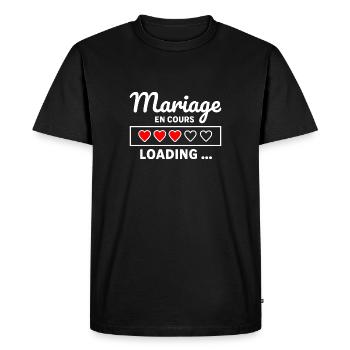 Mariage en cours, cadeau humour futur marié/mariée - T-shirt Premium bio Homme - noir - Devant - Nico (187cm)