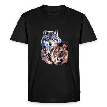 « Trio majestueux » - T-shirt Premium bio Homme - noir - Devant - Nico (187cm)