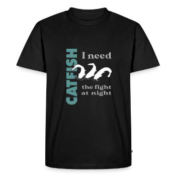 Combat de pêche au poisson-chat avec le poisson-chat fort - T-shirt Premium bio Homme - noir - Devant - Nico (187cm)