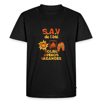 soleil aperos vacances sav alcool tongue - T-shirt Premium bio Homme - noir - Devant - Nico (187cm)