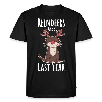 Otter Christmas Fun Saying - Men's Premium Organic T-Shirt - black - Front - Nico (187cm)