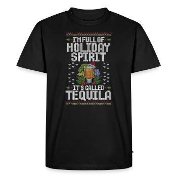 Noël, je suis plein de tequila des fêtes - T-shirt Premium bio Homme - noir - Devant - Nico (187cm)
