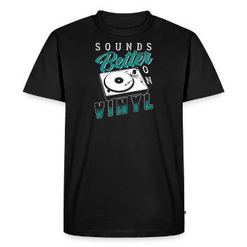 Plate Music Old School Vinyl Gift - Men's Premium Organic T-Shirt - black - Front - Nico (187cm)