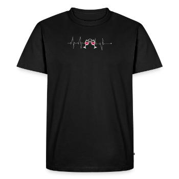 un battement de coeur t-shirt buveur de vin ECG - T-shirt Premium bio Homme - noir - Devant - Nico (187cm)