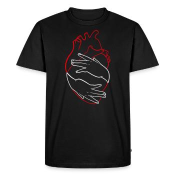 Aimer ton coeur linework rouge et blanc - T-shirt Premium bio Homme - noir - Devant - Nico (187cm)