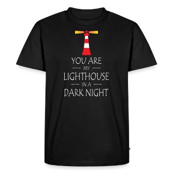 Tu es mon phare dans une nuit sombre - T-shirt Premium bio Homme - noir - Devant - Nico (187cm)