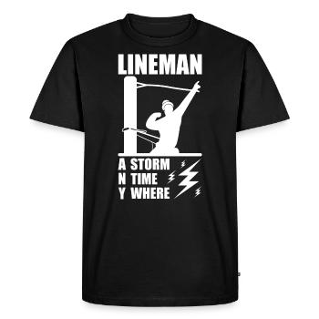 Drôle d’électricien haute tension disant électricité - T-shirt Premium bio Homme - noir - Devant - Nico (187cm)