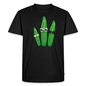 Trio de concombre,Concombre,Concombre,Concombre,Lunettes de soleil - T-shirt Premium bio Homme - noir - Devant - Nico (187cm)