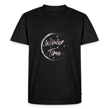 Heure d'hiver - T-shirt Premium bio Homme - noir - Devant - Nico (187cm)