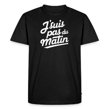 J'suis pas du matin - T-shirt Premium bio Homme - noir - Devant - Nico (187cm)