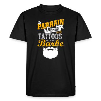 PARRAIN génial a des tattoos et une barbe t-shirt - T-shirt Premium bio Homme - noir - Devant - Nico (187cm)