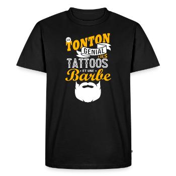 le tonton génial a des tattoos et une barbe cadeau - T-shirt Premium bio Homme - noir - Devant - Nico (187cm)