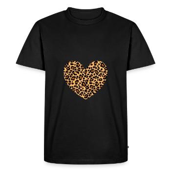 Cadeau Léopard Motif Coeur - T-shirt Premium bio Homme - noir - Devant - Nico (187cm)