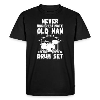 Ne sous-estimez jamais le vieil homme avec une batterie - T-shirt Premium bio Homme - noir - Devant - Nico (187cm)