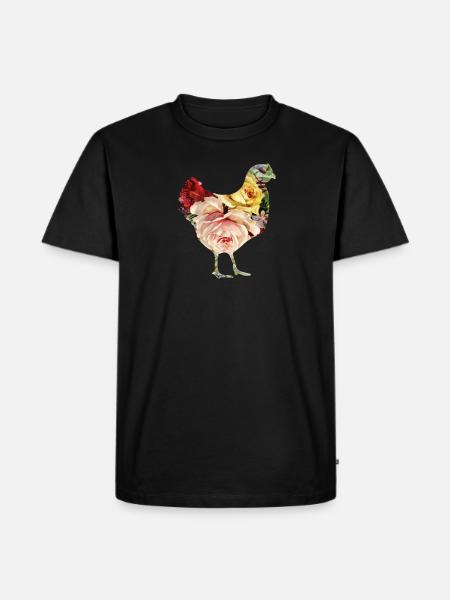Blumen-Huhn - Männer Premium Bio T-Shirt - Schwarz