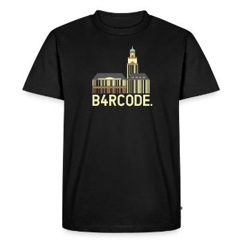 B4RCODE. Witten - Men's Premium Organic T-Shirt - black - Front - Nico (187cm)