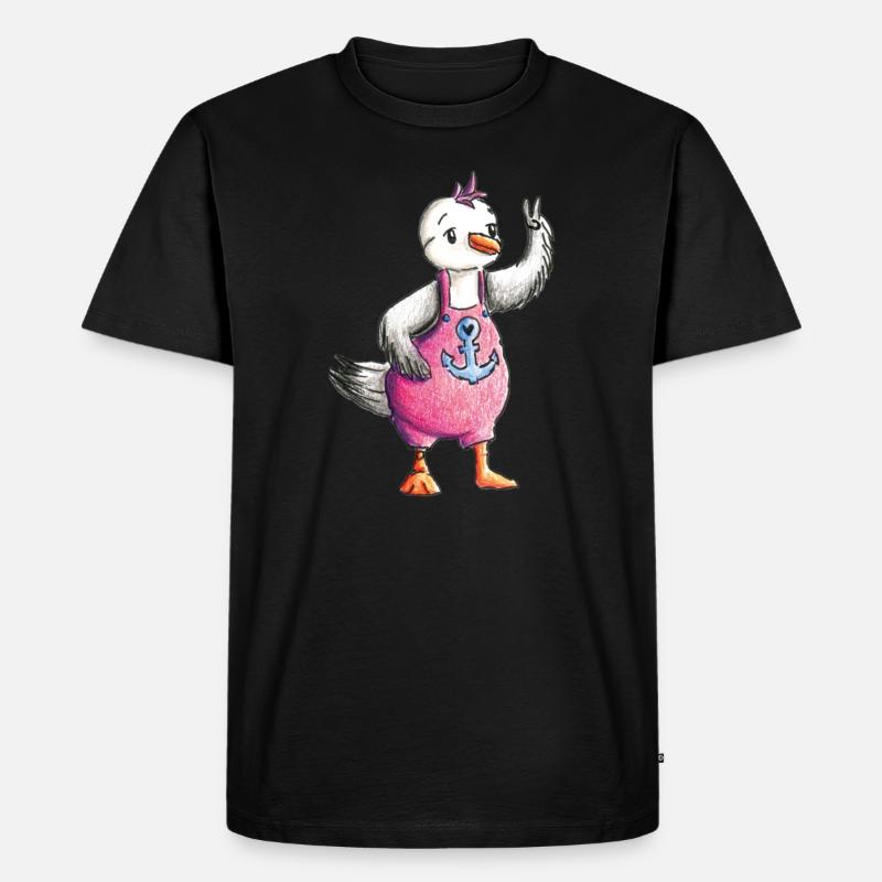 Möwe Peace - Männer Premium Bio T-Shirt - Schwarz