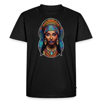 Afro Woman - Beauty - Men's Premium Organic T-Shirt - black - Front - Nico (187cm)
