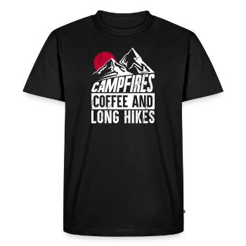 Campfires coffee and long hikes - Men's Premium Organic T-Shirt - black - Front - Nico (187cm)