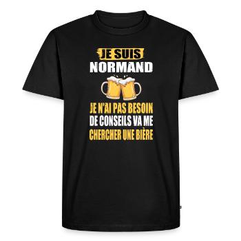Maillot normand normandie bière humoristique apéro - T-shirt Premium bio Homme - noir - Devant - Nico (187cm)