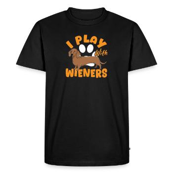 Doxie Teckel Chien à poil long Chien viennois - T-shirt Premium bio Homme - noir - Devant - Nico (187cm)