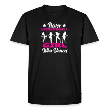 Ne sous-estimez jamais une fille qui danse - T-shirt Premium bio Homme - noir - Devant - Nico (187cm)