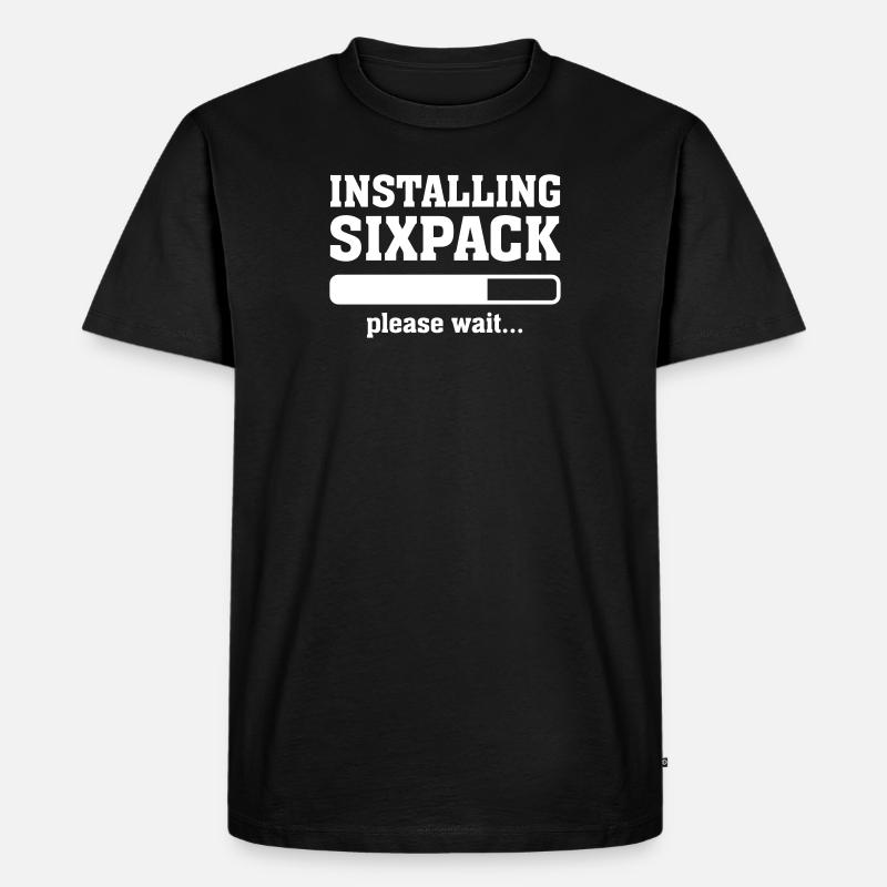 Installing Sixpack (Please wait) - Männer Premium Bio T-Shirt - Schwarz