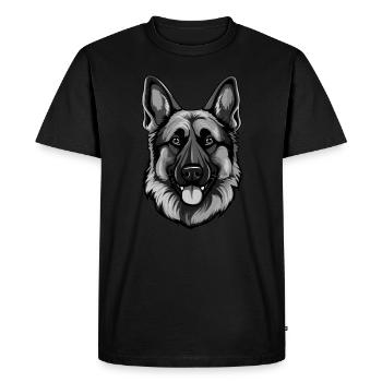 German Shepherd Dog Head Portrait Animal - Men's Premium Organic T-Shirt - black - Front - Nico (187cm)