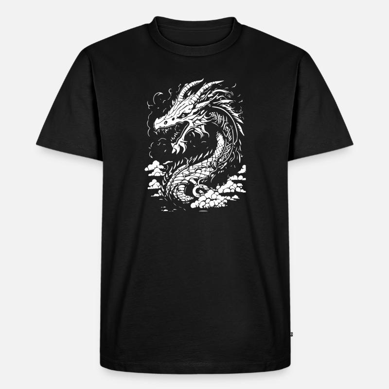 Fantasy Chinesischer Drache - Männer Premium Bio T-Shirt - Schwarz