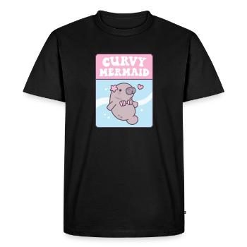 Cute Manatee Curvy Mermaid Funny - Men's Premium Organic T-Shirt - black - Front - Nico (187cm)