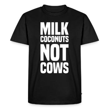 Noix de au lait, pas vaches - Drôle de dicton végétalien - T-shirt Premium bio Homme - noir - Devant - Nico (187cm)