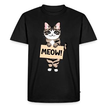 Meow - Funny sarcastic cat design - Men's Premium Organic T-Shirt - black - Front - Nico (187cm)