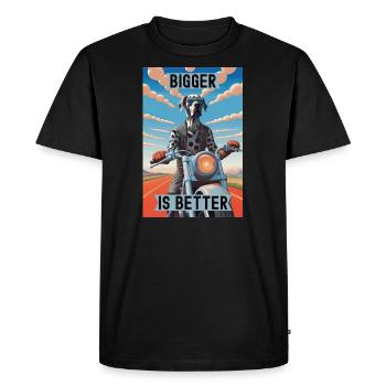 Bigger is Better : Great Dane Riding a Motorcycle - Men's Premium Organic T-Shirt - black - Front - Nico (187cm)