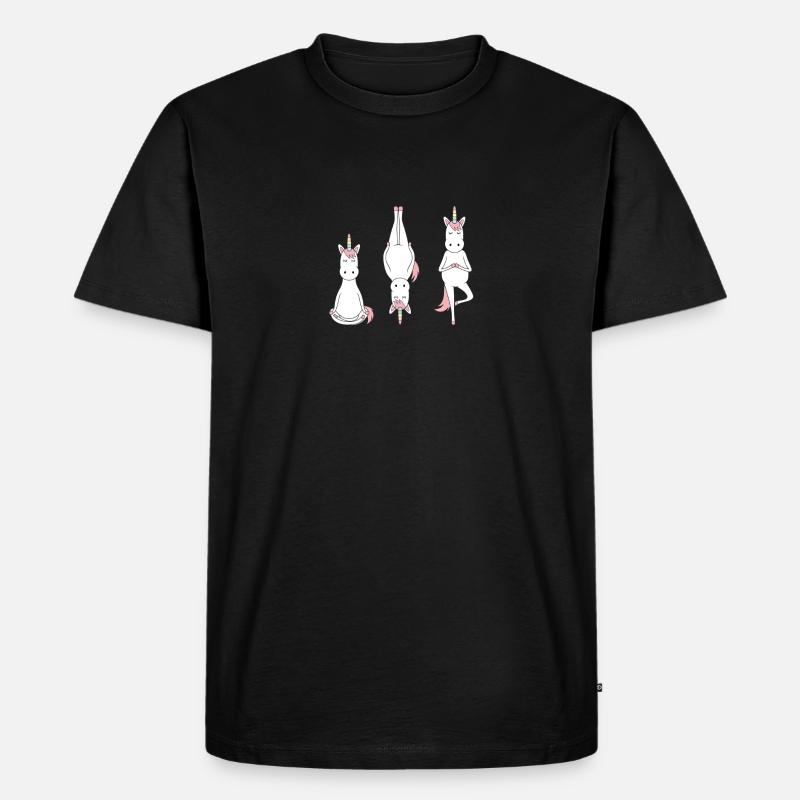 Einhörner in meditativer Pose - Männer Premium Bio T-Shirt - Schwarz