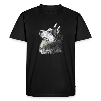 husky - Men's Premium Organic T-Shirt - black - Front - Nico (187cm)