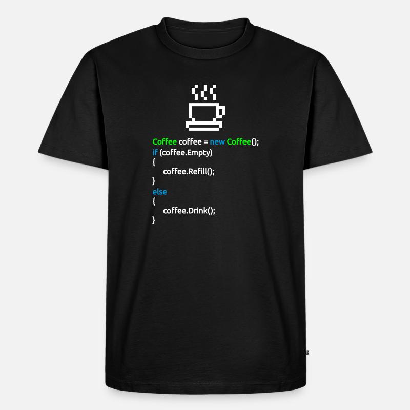 Coffe Code - Männer Premium Bio T-Shirt - Schwarz