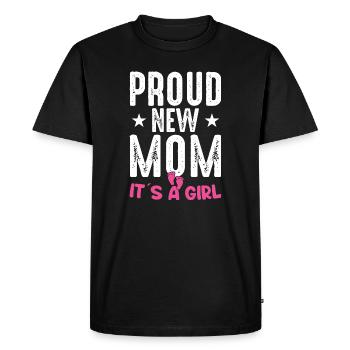 Fière nouvelle maman c’est une fille bébé genre révéler - T-shirt Premium bio Homme - noir - Devant - Nico (187cm)