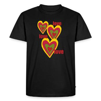 cœurs amour amour amour amour amour - T-shirt Premium bio Homme - noir - Devant - Nico (187cm)