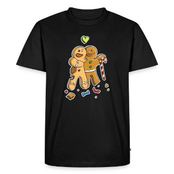 Bonhomme en pain d’épice / Figurines Amitié & Querelle - T-shirt Premium bio Homme - noir - Devant - Nico (187cm)