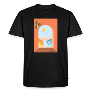 Vue de la fenêtre en vacances - T-shirt Premium bio Homme - noir - Devant - Nico (187cm)