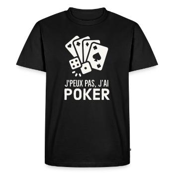 Je peux pas j ai poker - T-shirt Premium bio Homme - noir - Devant - Nico (187cm)