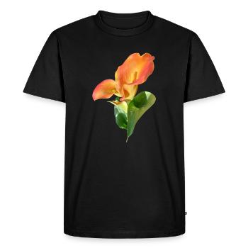 Orange Calla Blossom Magic - Men's Premium Organic T-Shirt - black - Front - Nico (187cm)