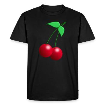 Cerises jumelles avec feuilles - T-shirt Premium bio Homme - noir - Devant - Nico (187cm)