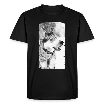 Husky Chien Noir Blanc - T-shirt Premium bio Homme - noir - Devant - Nico (187cm)