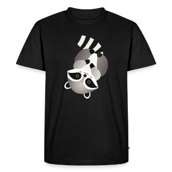 Cheerful raccoon in a playful pose - Men's Premium Organic T-Shirt - black - Front - Nico (187cm)