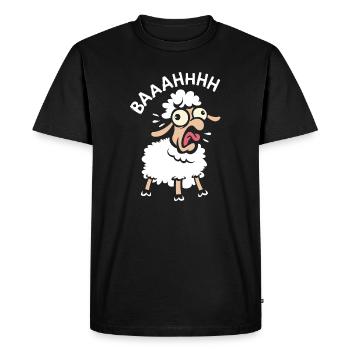 Crazy Sheep with Saying - Funny Animal Motifs - Men's Premium Organic T-Shirt - black - Front - Nico (187cm)